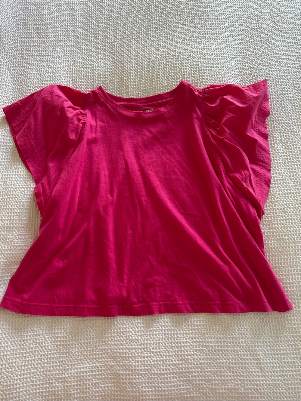 Old Navy Fuchsia Flutter-Sleeve Short Sleeve Tee